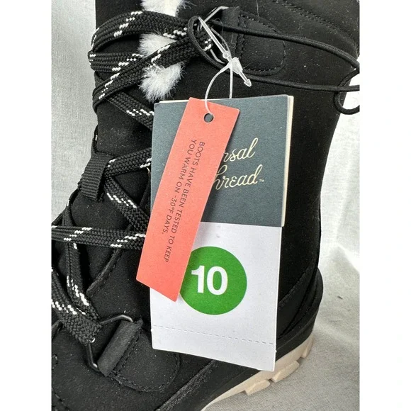 Universal Thread Jeti Waterproof Winter Boots Black Faux Fur Trim Size 10 NEW - Picture 4 of 6